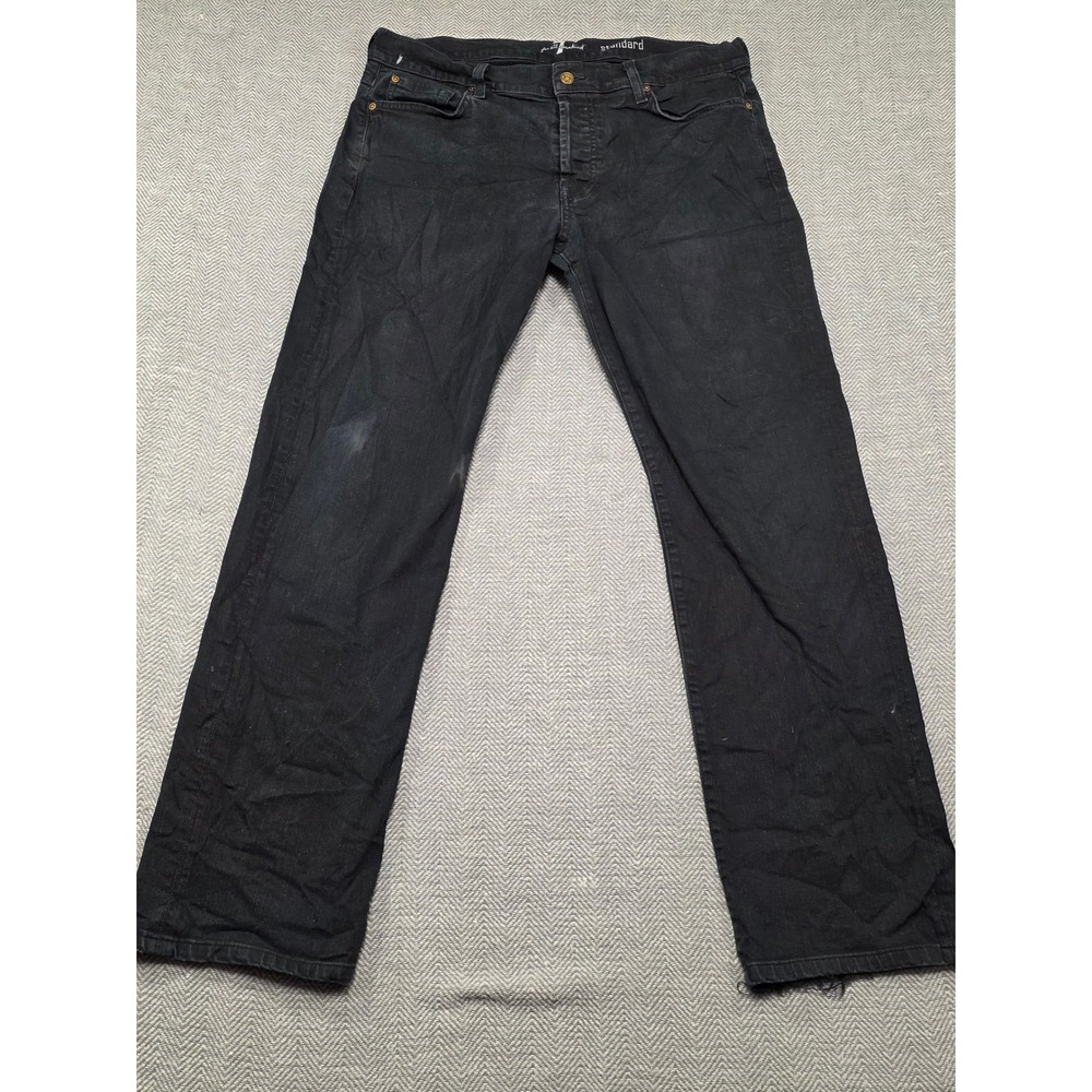 7‎ For All Mankind Standard Straight Leg Jeans Mens 36 Faded Black Made in USA